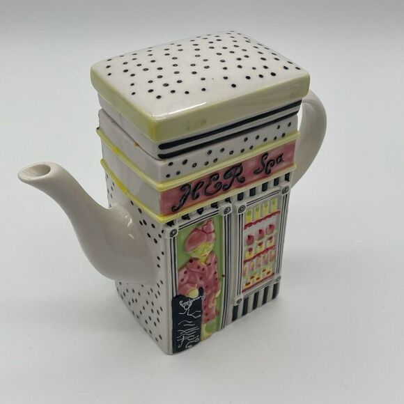 Unique Teapot Her Spa/His Spa Ceramic Mainstreet Store Front MSRF Inc Multicolor - Picture 12 of 16